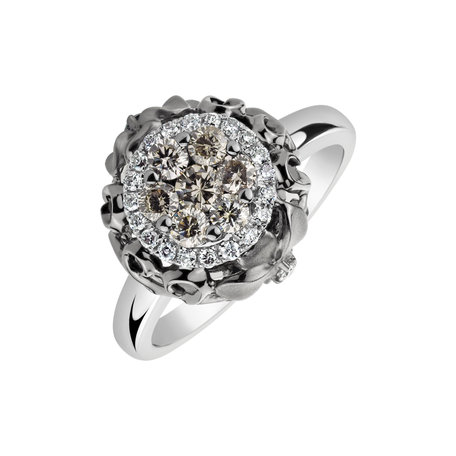 Ring with brown and white diamonds Touch of Heaven