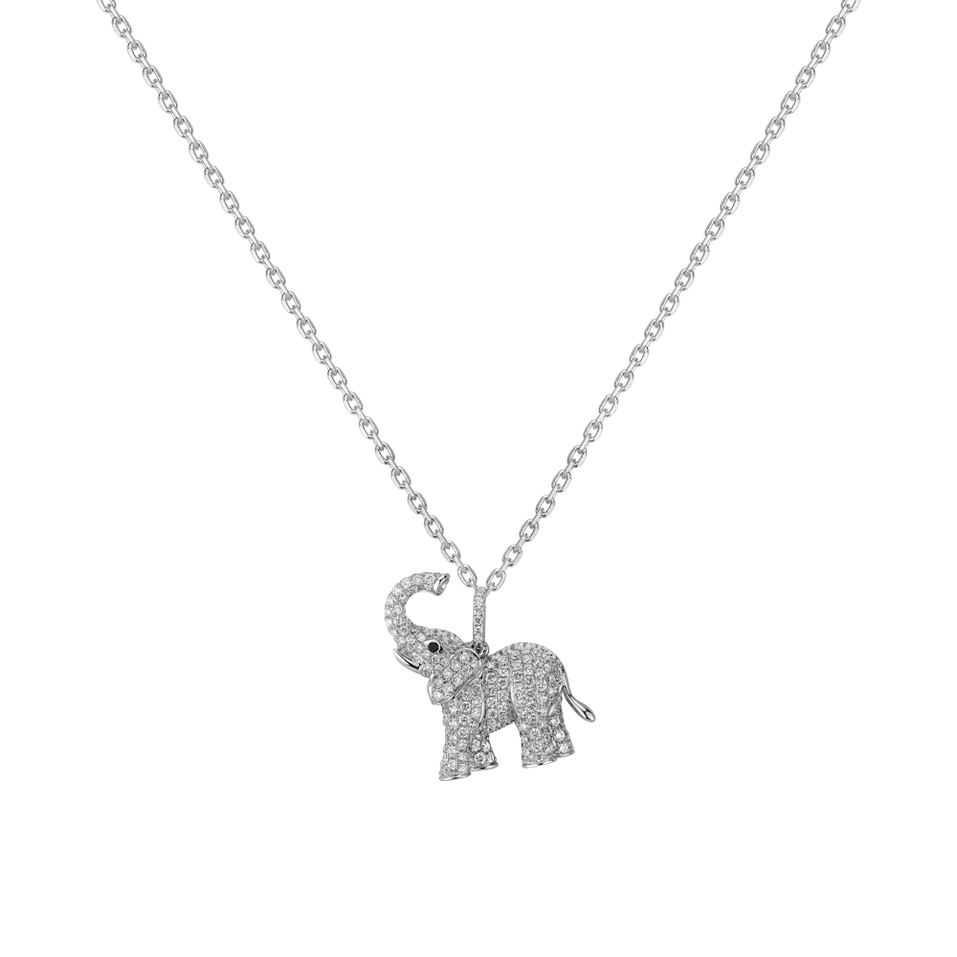 Pendant with black and white diamonds Heaven Elephant