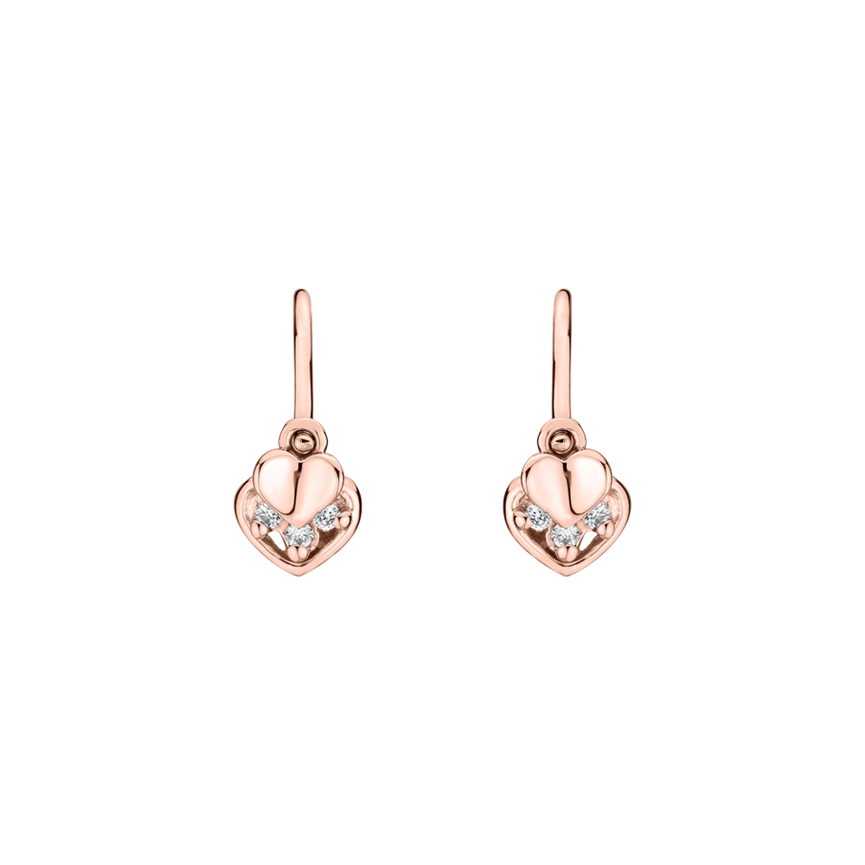 Children's diamond earrings Elegance Hearts