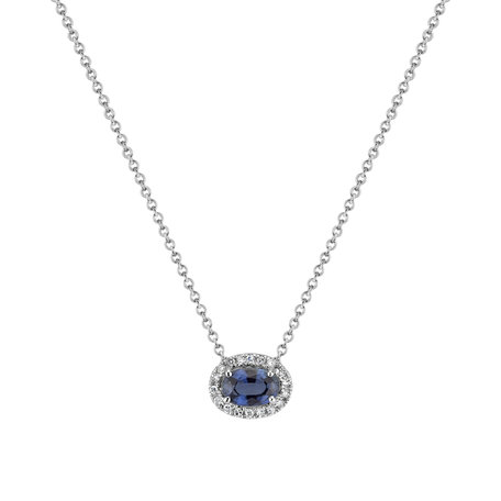 Diamond pendant with necklace with Sapphire Noble Elegance