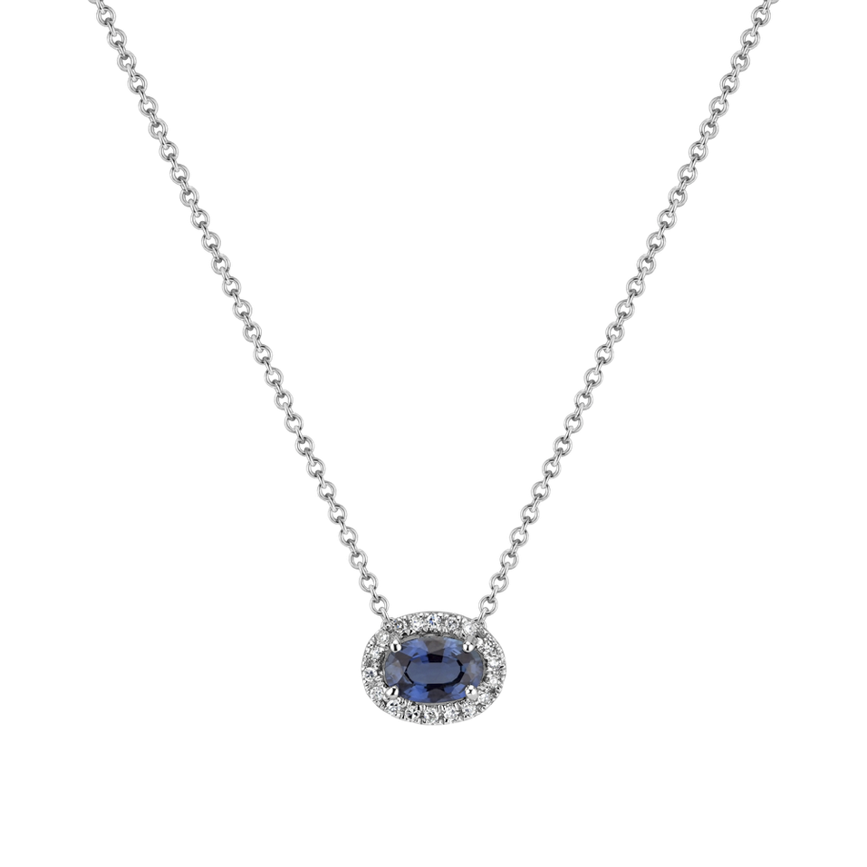 Diamond pendant with necklace with Sapphire Noble Elegance