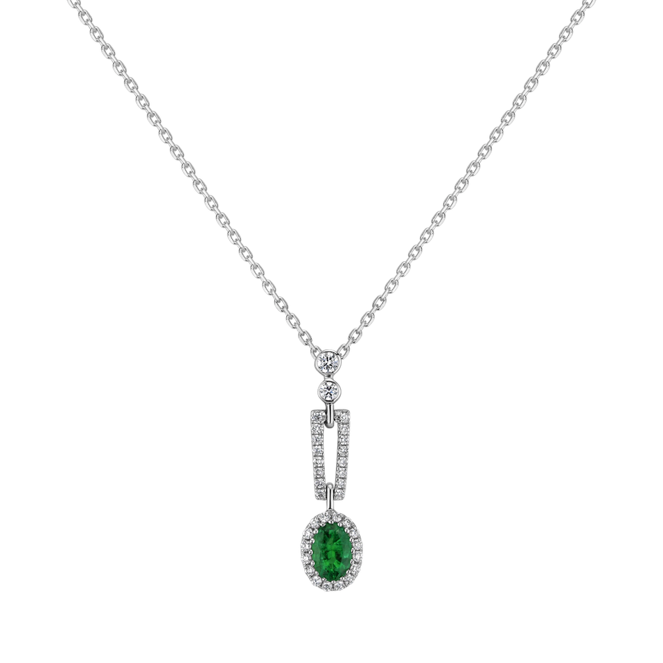 Diamond pendant with Emerald Royal Emerald