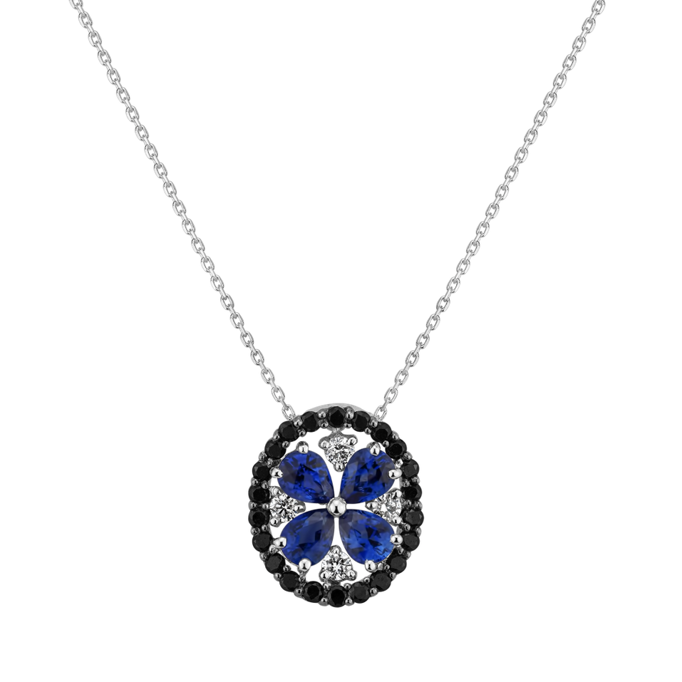 Pendant with black and white diamonds and Sapphire The Piece of Lilac