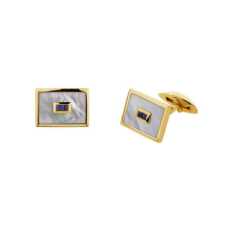 Cufflinks with Sapphire and Mother of Pearl Sapphire Waltz