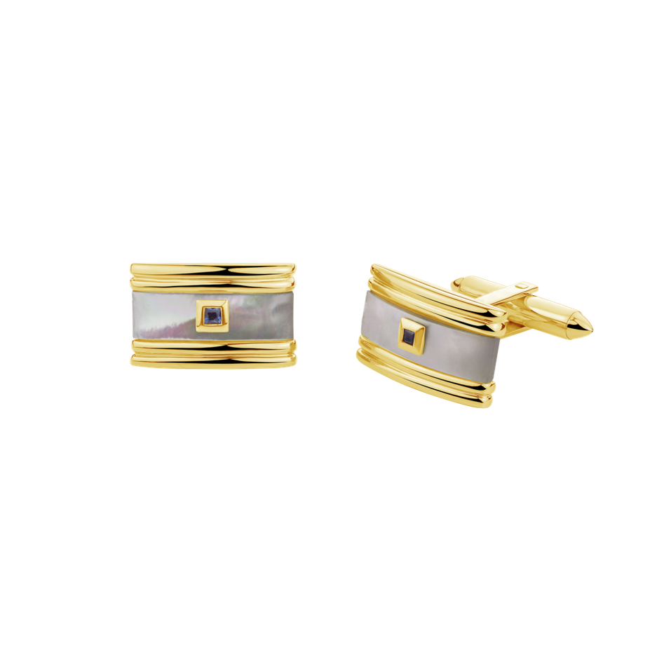 Cufflinks with Mother of Pearl and Sapphire Majestic Closures