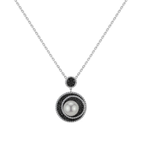 Pendant with black and white diamonds and Pearl Anapos Dream