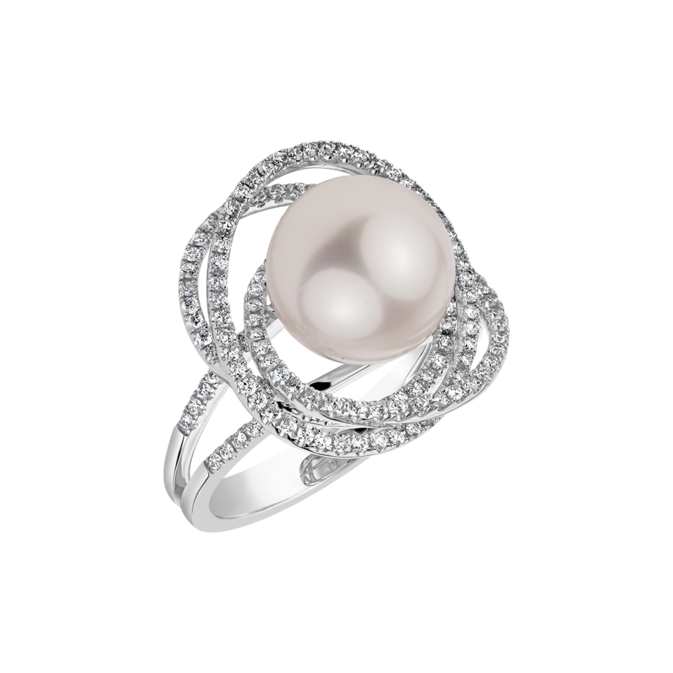 Diamond ring with Pearl Galaxy of Hope