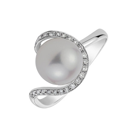 Diamond ring with Pearl Senses of Ocean