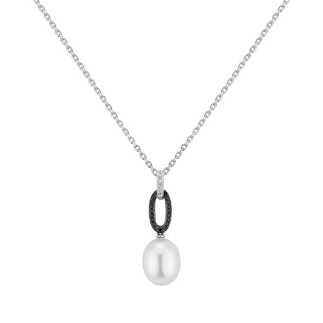 Pendant with black and white diamonds and Pearl Rhapsody