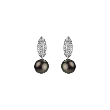 Diamond earrings with Pearl Ocean Suffering