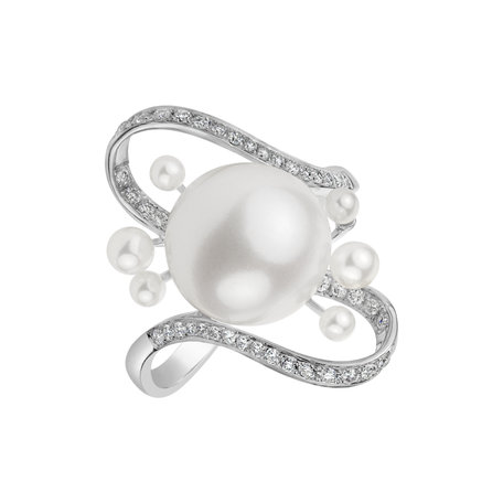 Diamond ring with Pearl Pearl Kingdom