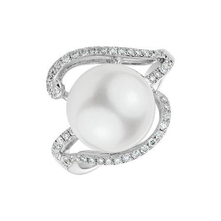 Diamond ring with Pearl Pearl Charm