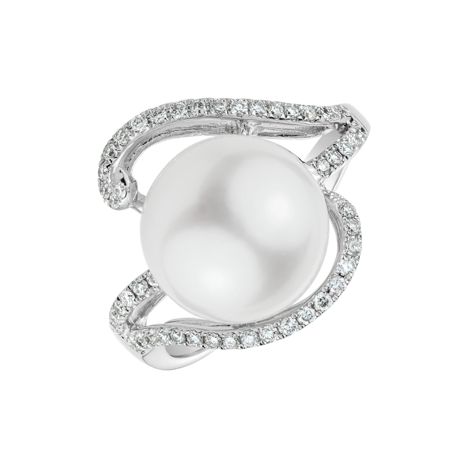 Diamond ring with Pearl Pearl Charm