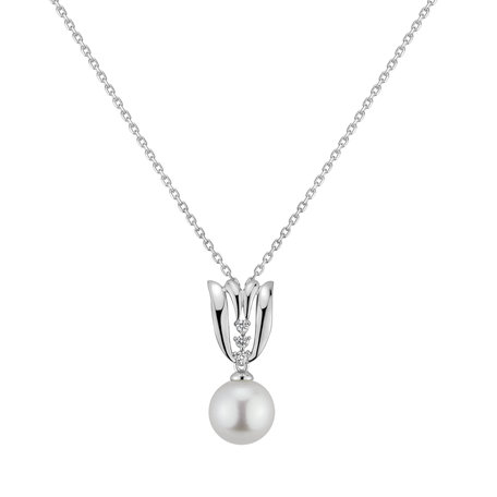 Diamond pendant with Pearl Eelodile