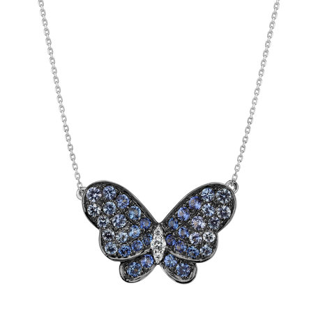 Diamond necklace with Sapphire Divine Butterfly