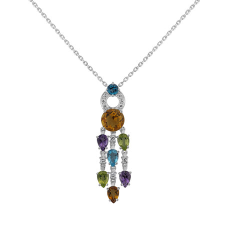 Diamond pendant with gemstones Multicolour Passion