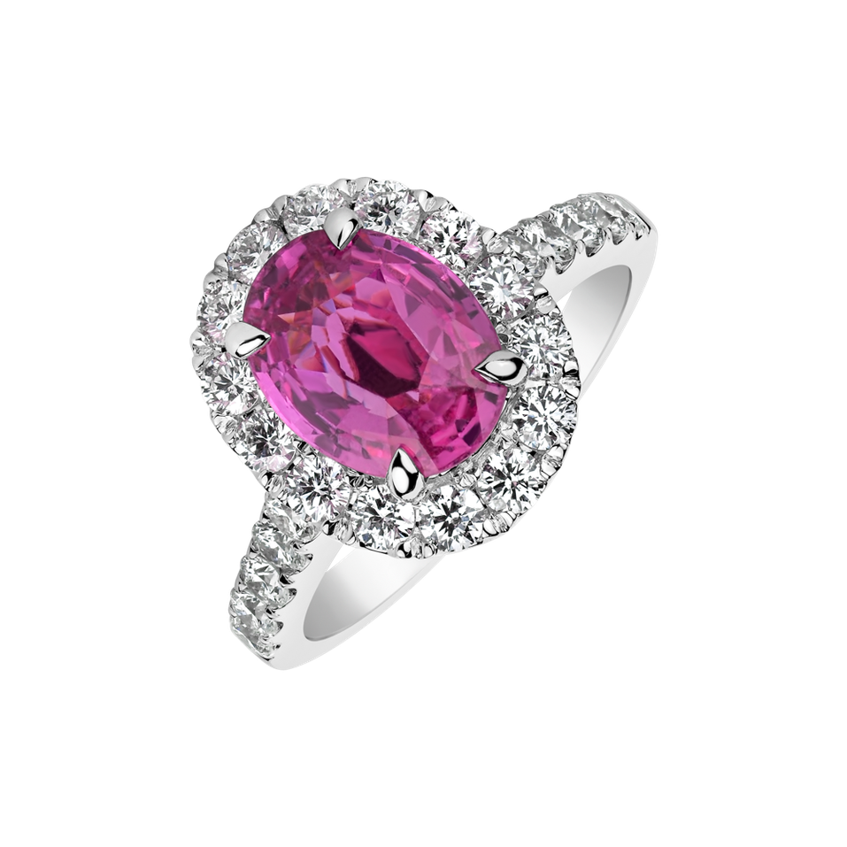 Diamond ring with Sapphire Royal Blush