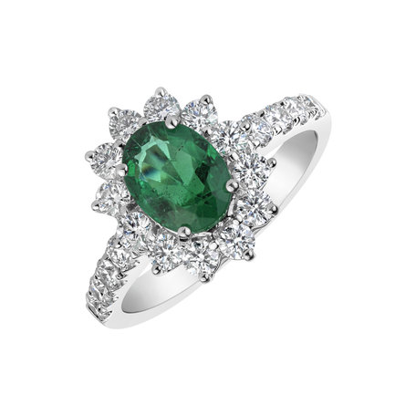 Diamond ring with Emerald Renaissance Poetry