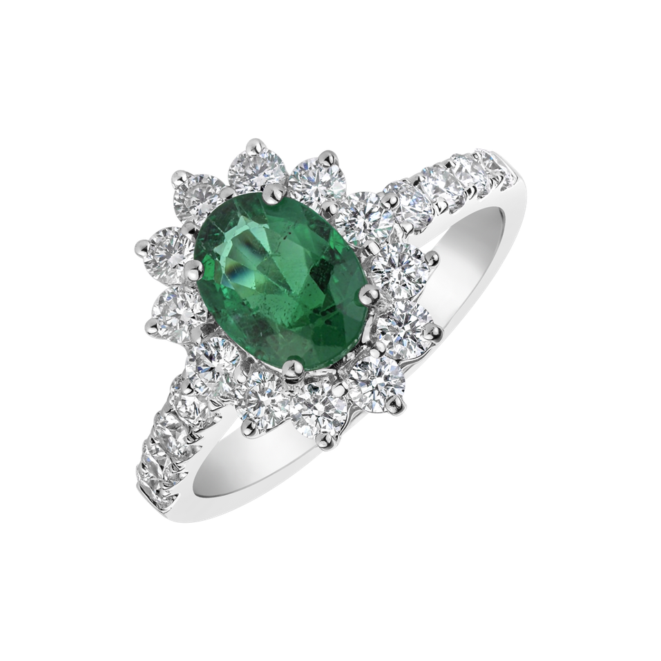 Diamond ring with Emerald Renaissance Poetry