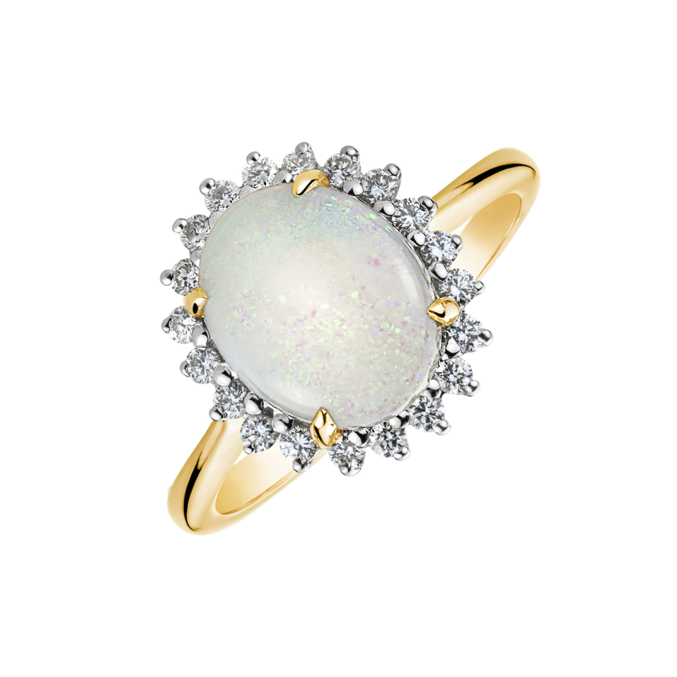Diamond ring with Opal Sorrow Queen