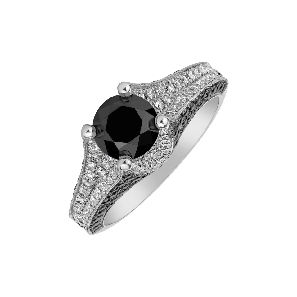 Ring with black and white diamonds Broadway Miracle