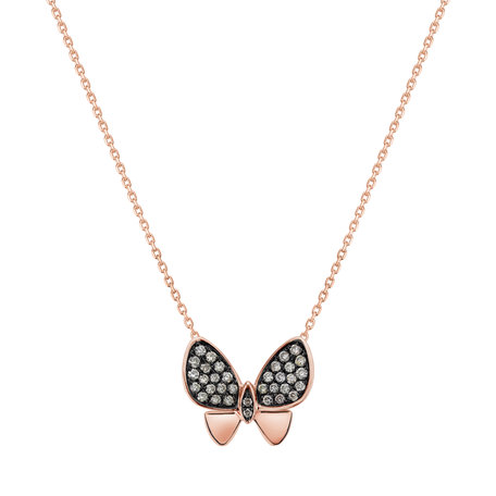 Pendant with brown diamonds Butterfly Night