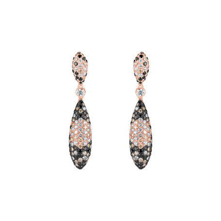 Earrings with white, brown and black diamonds Inferno Secret