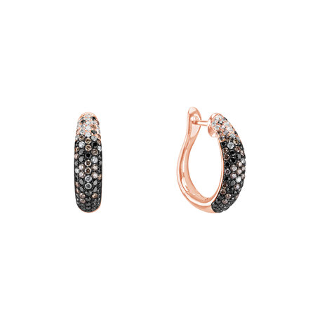 Earrings with white, brown and black diamonds Inferno Rain