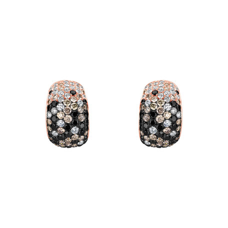 Earrings with white, brown and black diamonds Inferno Treasure