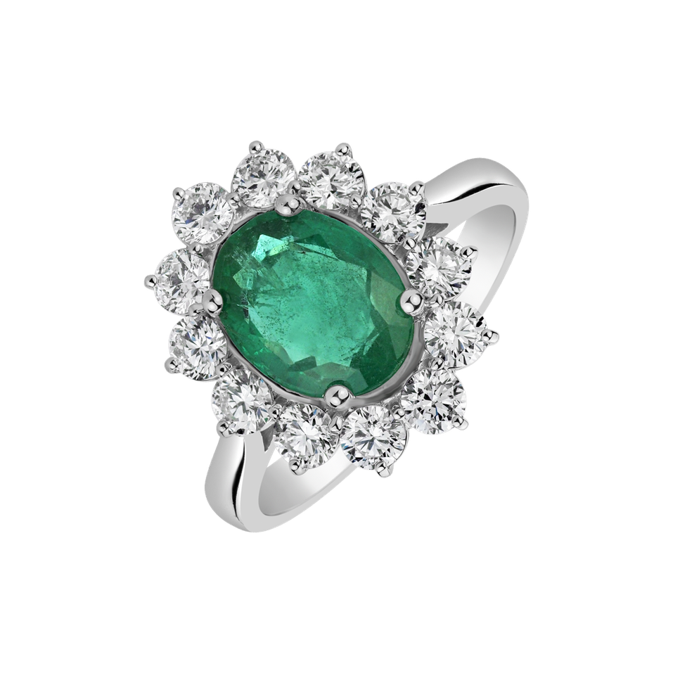 Diamond ring with Emerald Princess Aurora