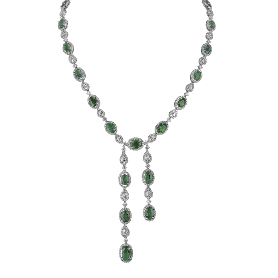 Diamond necklace with Emerald Emerald Ribbon