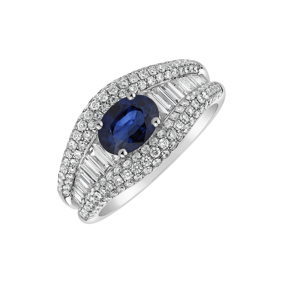 Diamond ring with Sapphire Magnolia
