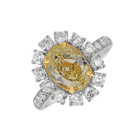 Ring with yellow diamonds and white diamonds Bright Sunrise