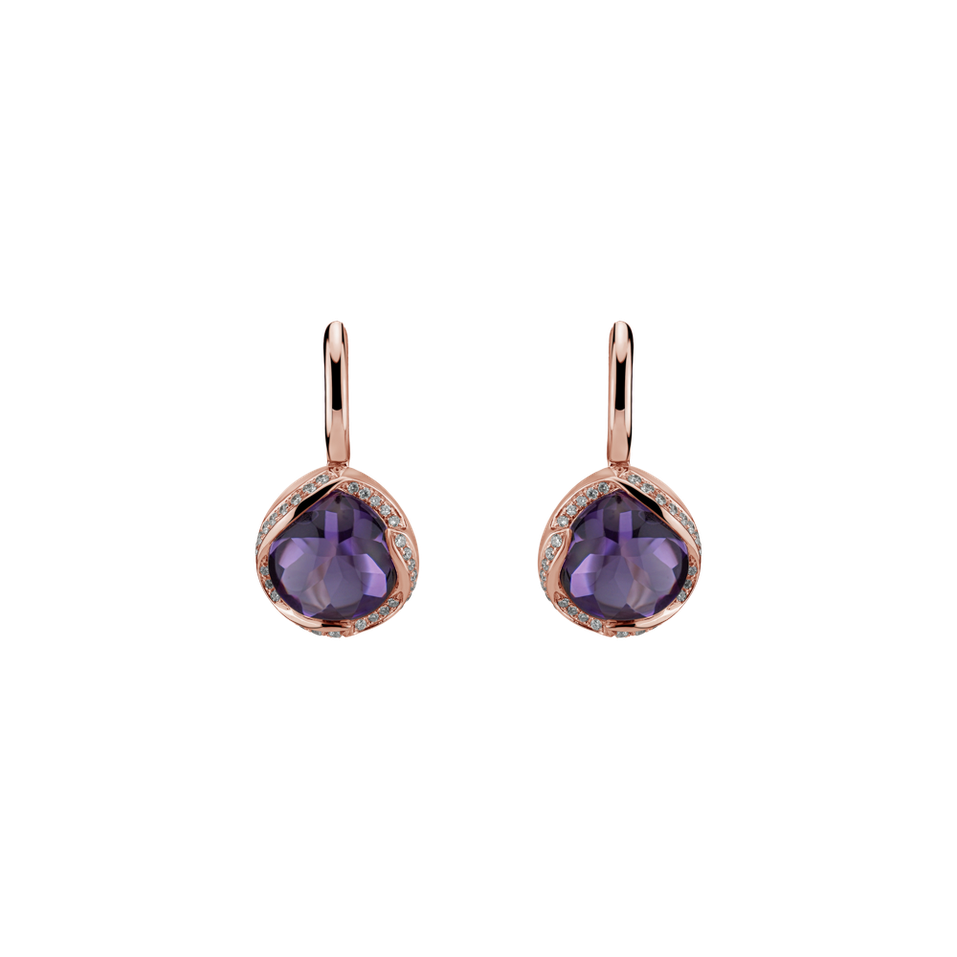 Diamond earrings with Amethyst Ambretta
