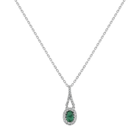 Diamond pendant with Emerald Elowyn