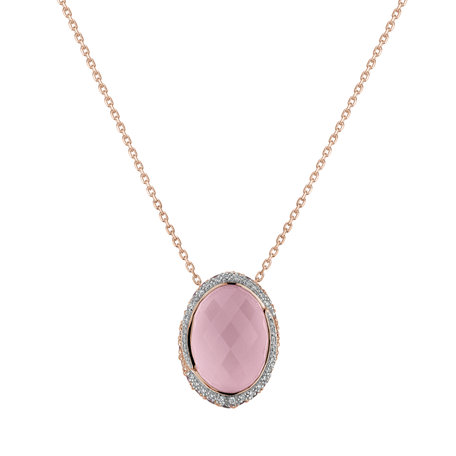 Diamond pendant with Rose Quartz Enchanted Lullaby