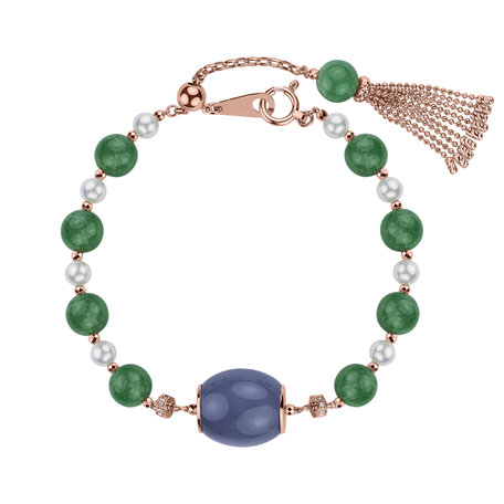Diamond bracelet with Jade and Pearl Secret Lure
