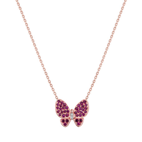 Diamond pendant with Ruby Butterfly Euphoria
