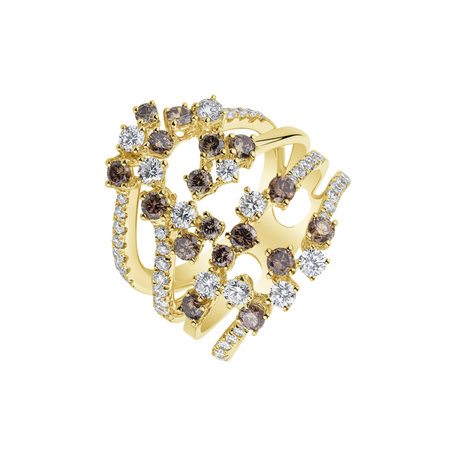Ring with brown and white diamonds Shania