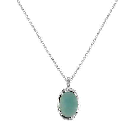 Diamond pendant with Chalcedony Mystic Blossom