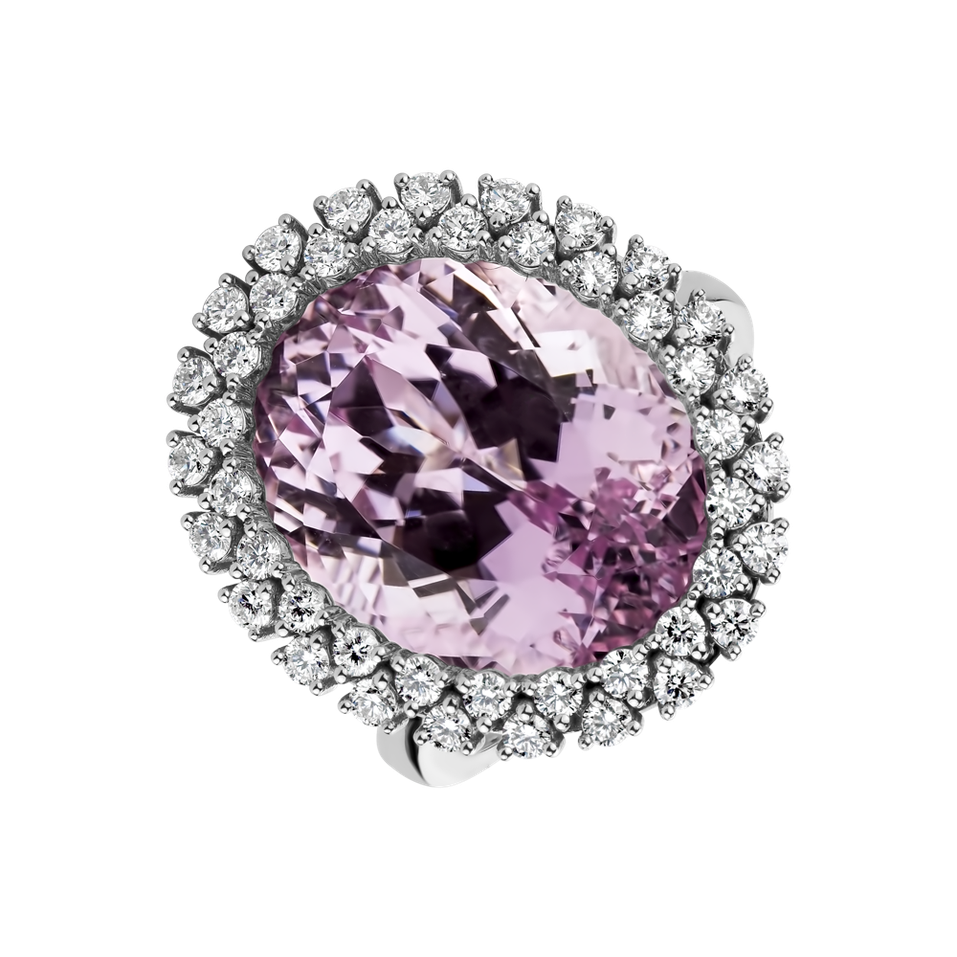 Diamond ring with Kunzite Eternal Sky