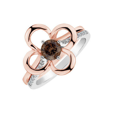Ring with brown and white diamonds Astral