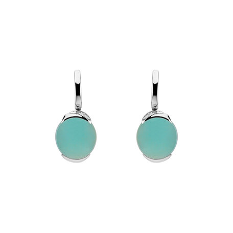 Diamond earrings with Chalcedony Bubble Blossom