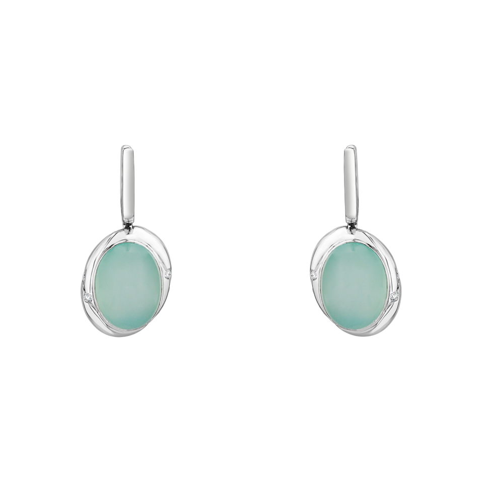 Diamond earrings with Chalcedony Gem Spirit