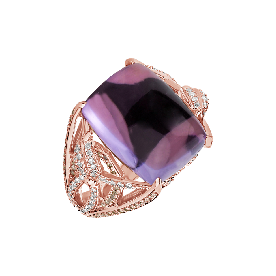 Ring with Amethyst, brown and white diamonds Fascinating Ladyship