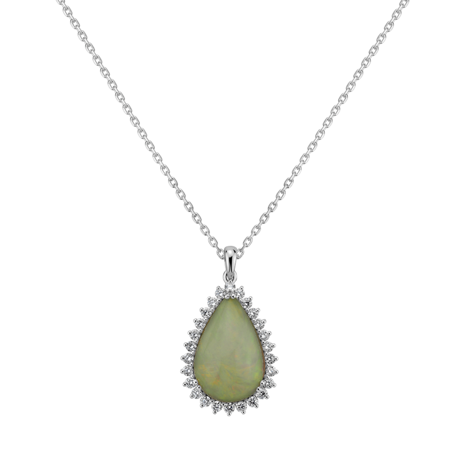 Diamond pendant with Opal Royal Pear