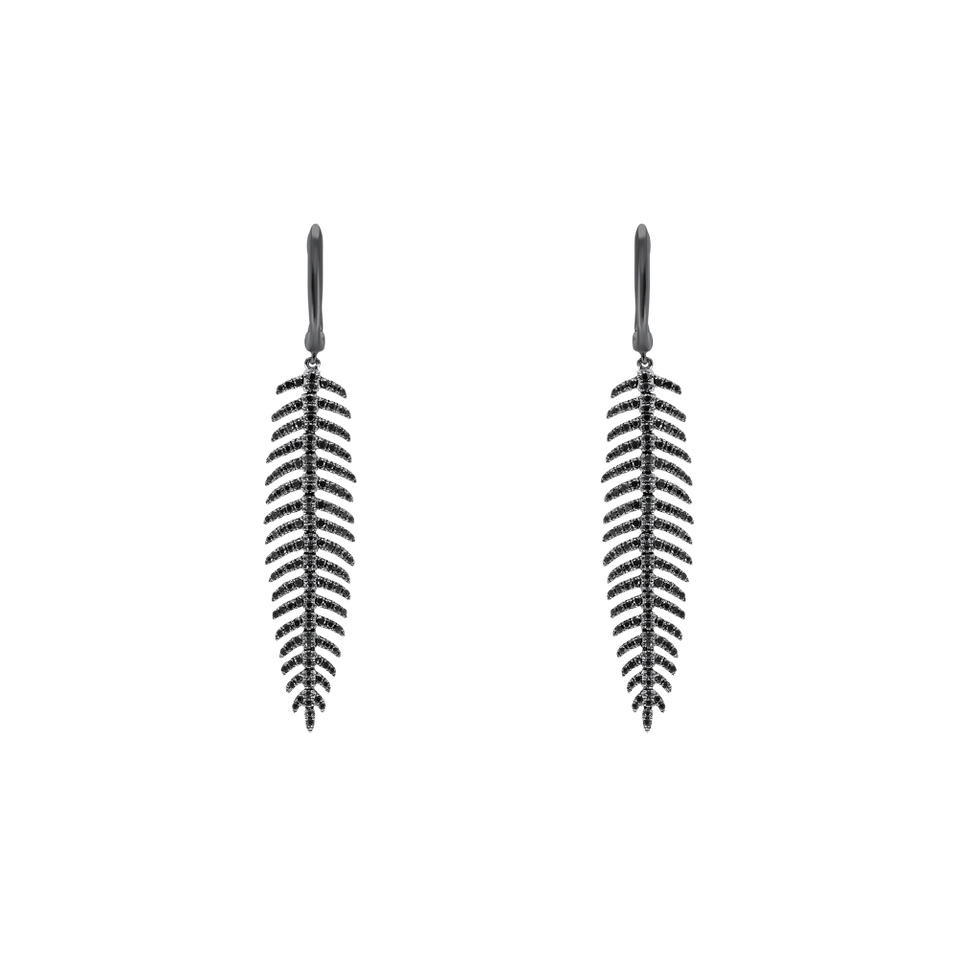 Earrings with black diamonds Galaxy Feather