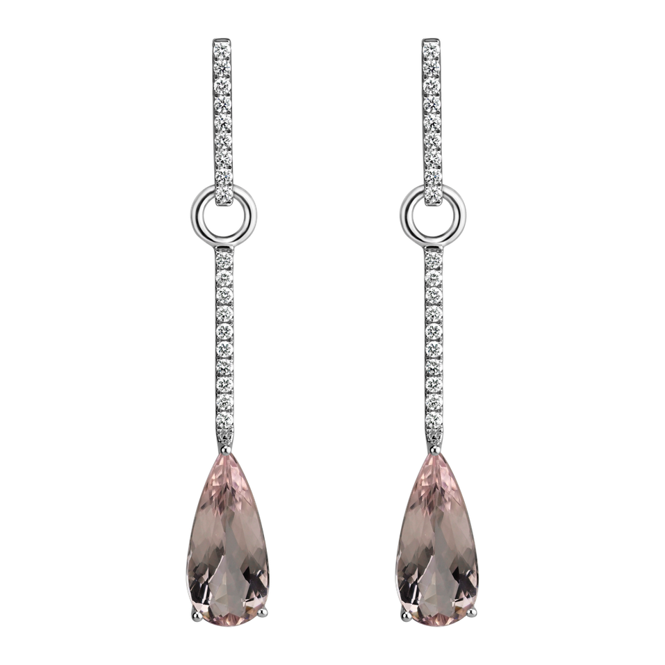 Diamond earrings with Morganite Charming Galaxy