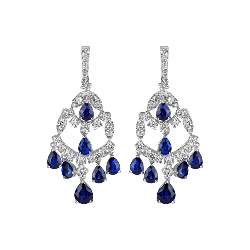 Diamond earrings and Sapphire Imperial Mesh