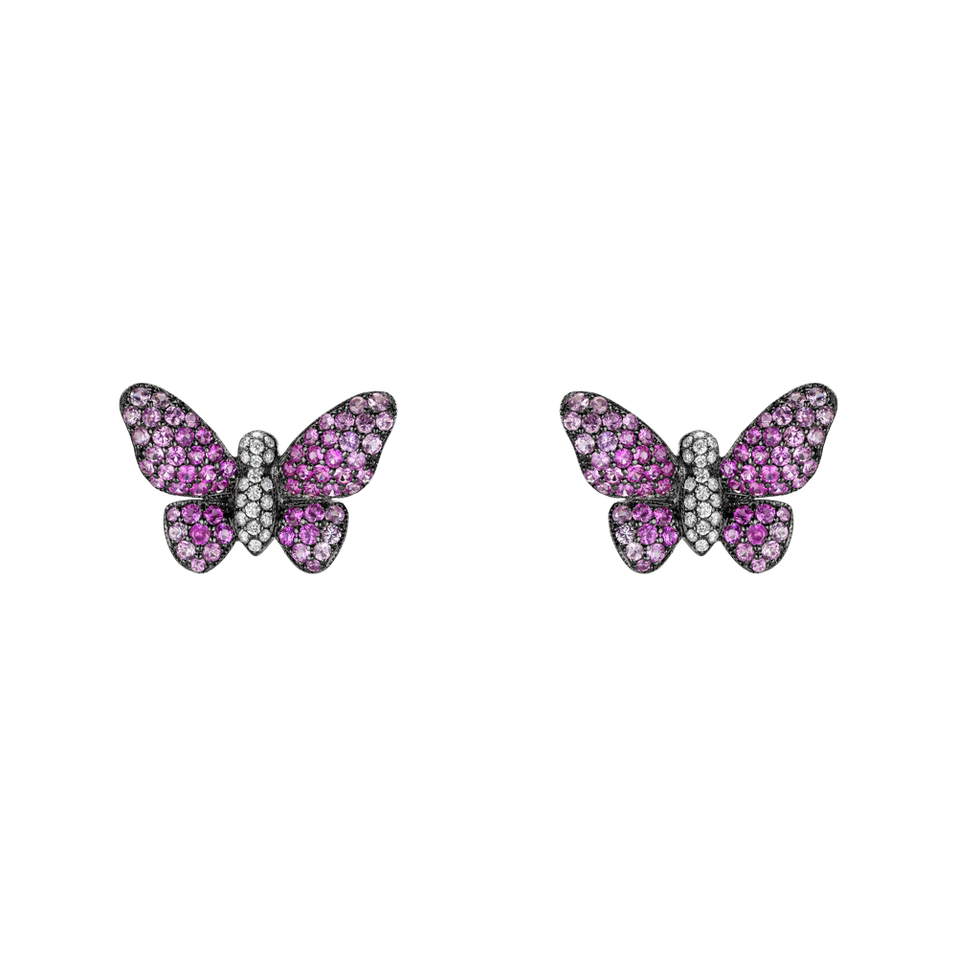 Diamond earrings and Sapphire Enticing Butterfly